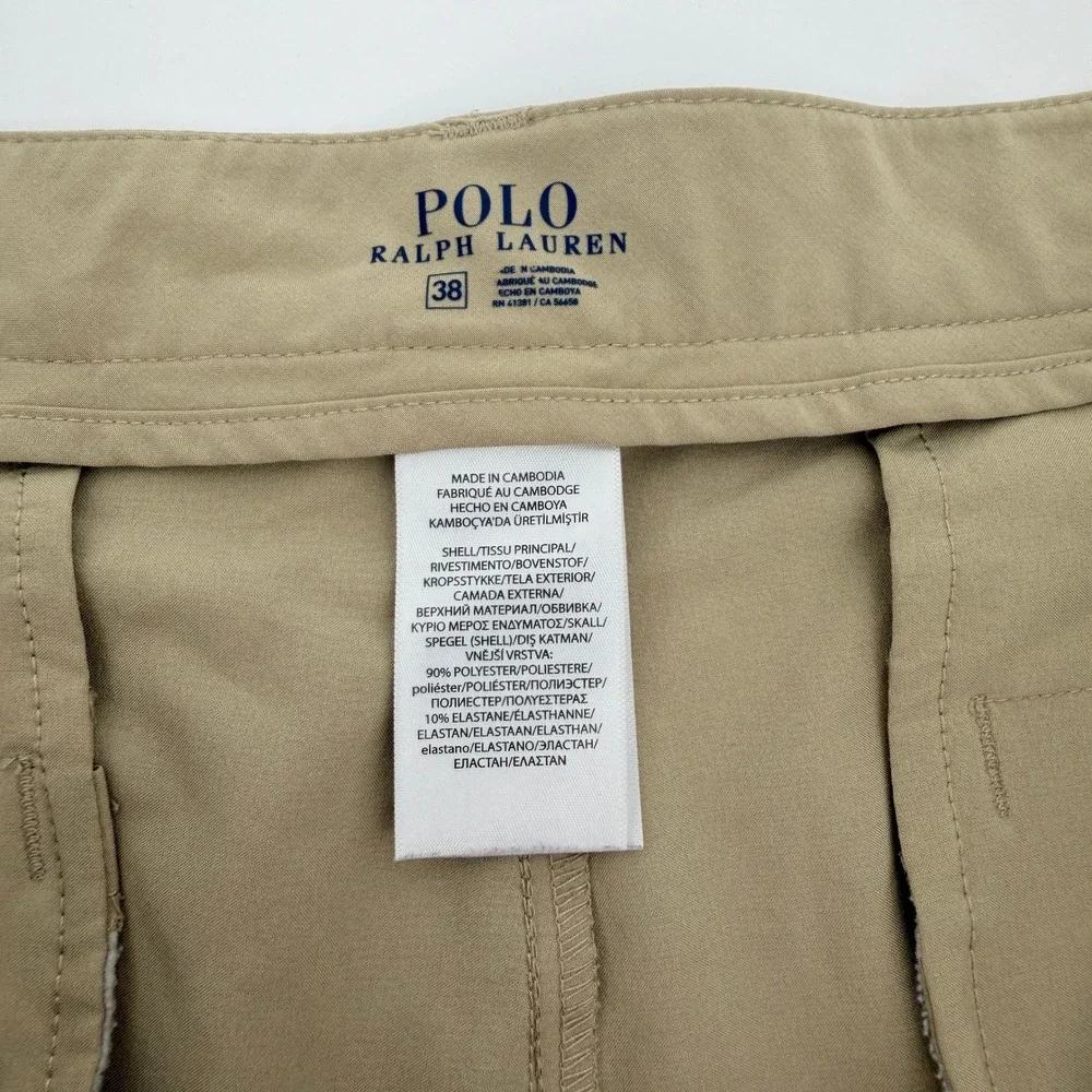 Polo Ralph Lauren Mens 38 Performance Golf Shorts Tan Khaki Stretch Flat Front